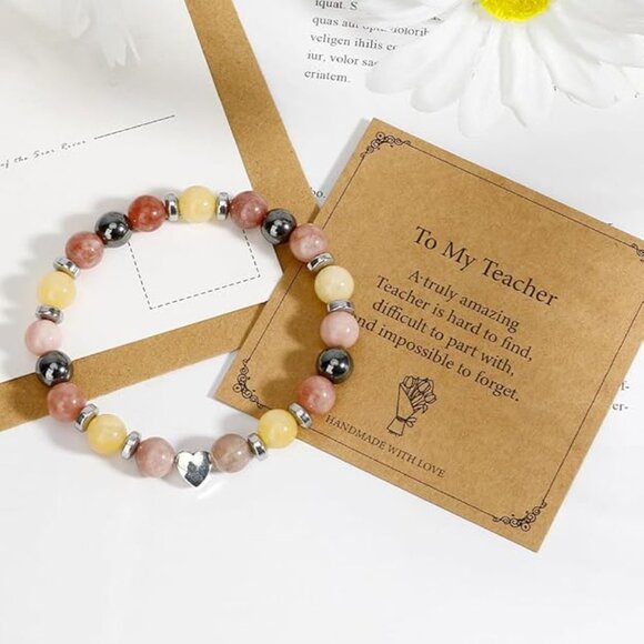 Handmade Teacher Appreciation Natural Gemstones Bracelet for Women - Picture 3 of 6